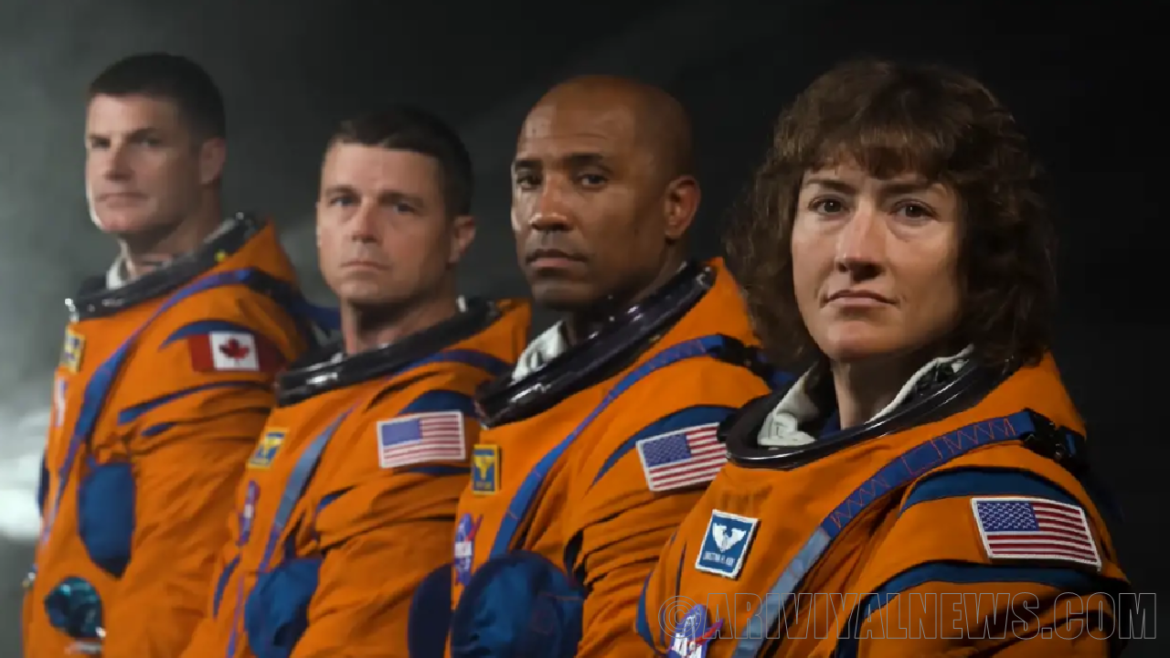 Four astronauts flying to the moon