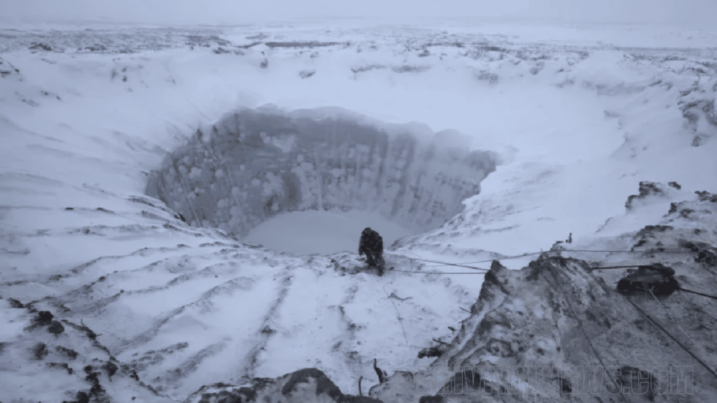 Discovered giant crater from ice age explosion