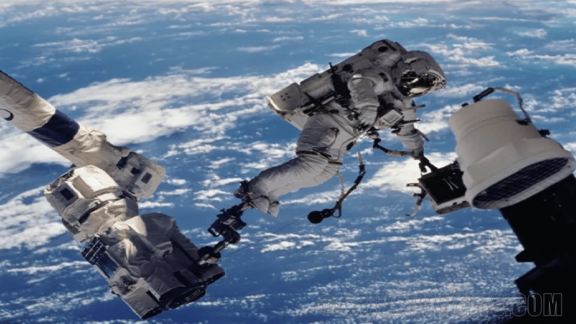 Nasa astronauts spacewalking outside the space station